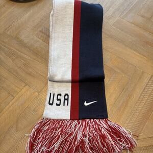 USA Soccer Scarf Mens One Size Blue Nike National Team Acrylic Fringe Fan